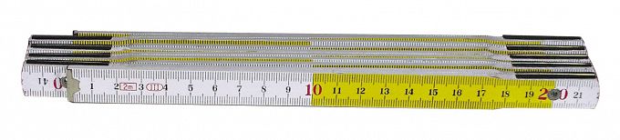 Miara składana drewniana 2m biało-żółta  MEDID2040