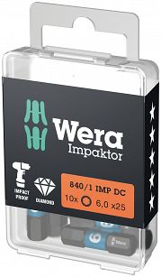 Bit sześciokątny-imbusowy 6,0mm diamentowy Impaktor Wera 840/1 IMP DC WERA 05057606001 Dotyczy 1 sztuki
