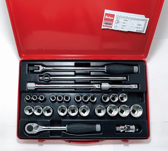 Zestaw kluczy nasadowych w kasecie 28 części KOKEN