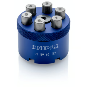 Pozycjoner dla TE (Intercontec)    0,14 – 6 mm² (AWG 26–10), średnica styku do 7,5 mm  Knipex 97 59 65 TE1