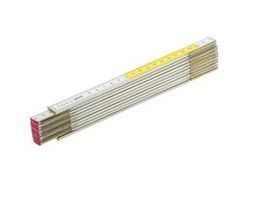 Miara składana drewniana 2m z okuciami biało-zółta, złącze metalowe METRIE ARG-2BCK04