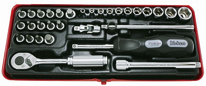 Zestaw kluczy nasadowych w kasecie 29 części KOKEN