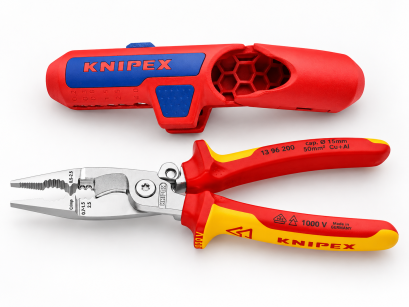 Zestaw szczypce dla elektryka 13 96 200 izolowane 6W1 + ściągacz uniwersalny ErgoStrip 16 95 01 SB KNIPEX