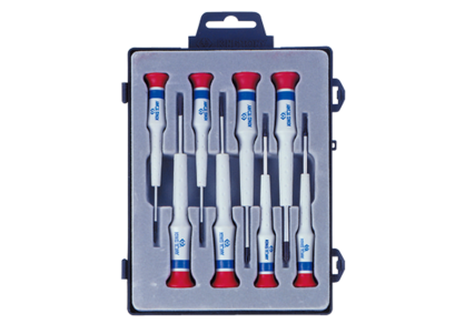 Zestaw wkrętaków śrubokrętów precyzyjnych 8cz. krzyżak PH No.000 - 1 x 40mm, płaskie 1,5 - 3,0 x 40mm, pudełko KING TONY 32108MR