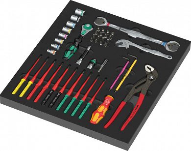 Wkładka piankowa 9753 z zestawem narzędzi serwisowych Kraftform Kompakt Set 1, 45 części WERA 05150153001