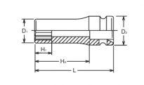 Nasadka udarowa 12-kątna, głęboka 46x100mm  KOKEN - 2