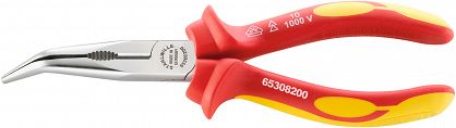 Szczypce półokrągłe odgięte 45st. izolowane VDE1000V, L=160mm z Obcinakiem (radio/tel.); chromowane 6530 8 160 STAHLWILLE 65308160