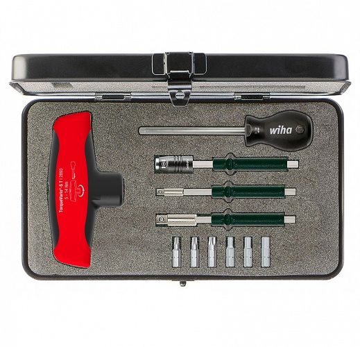 Wkrętak śrubokręt dynamometryczny 5-14 Nm z rękojeścią T zestaw TorqueVario®-S T mieszany 11-cz. z regulowanym momentem dokręcania w kasecie 29234 WIHA