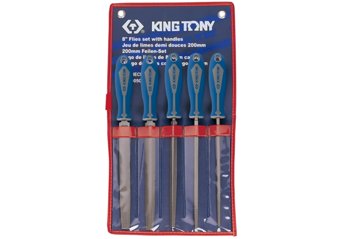 Zestaw pilników do metalu 250mm 5szt. drobnoziarniste, różne profile, etui KING TONY 1015GQ