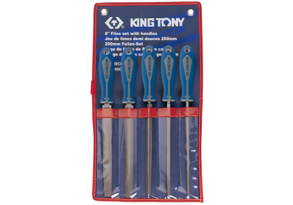 Zestaw pilników do metalu 250mm 5szt. drobnoziarniste, różne profile, etui KING TONY 1015GQ