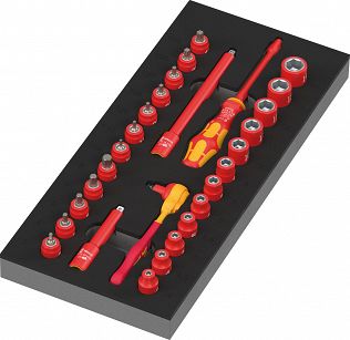 Wkładka piankowa 9727 z zestawem z grzechotką Zyklop VDE 8007 A Set 1, 1/4", 30 części WERA 05150117001