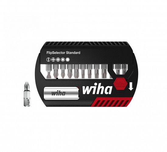 Zestaw bitów FlipSelector Standard 25 mm płaskie, Phillips, Pozidriv 13-cz. 1/4” z zaczepem na pasek, w opakowaniu blistrowym  39049 WIHA