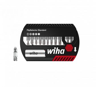 Zestaw bitów FlipSelector Standard 25 mm płaskie, Phillips, Pozidriv 13-cz. 1/4” z zaczepem na pasek, w opakowaniu blistrowym  39049 WIHA
