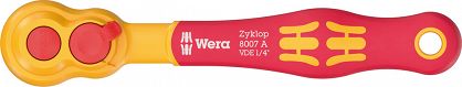Grzechotka 1/4" VDE Zyklop 8007 A, izolowana, z przełącznikiem zmiany kierunku pracy, 1/4" x 144 mm WERA 05004866001