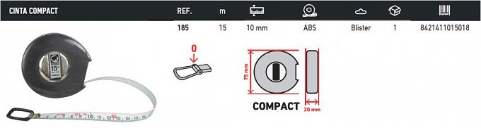 Taśma stalowa 15m/10mm Compact MEDID 18515