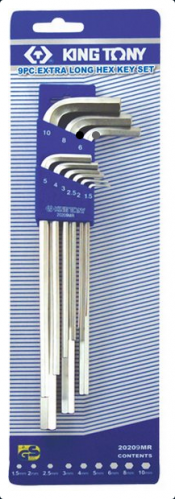Zestaw imbusów 9 szt. 1125M - HEX ekstra długie 1,5 - 10mm KING TONY  20209MR 