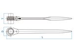 Dwustronny klucz nasadowy z grzechotką 22 x 24 mm, dł. 365 mm KING TONY 15002224P - 2