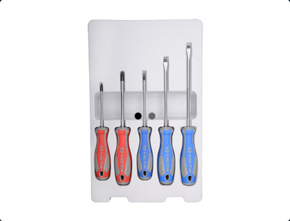 Zestaw wkrętaków śrubokrętów 5 cz. krzyżak PH No.1 x 80, No.2 x 100 płaskie 4 x 100, 5,5 x 125, 6,5 x 150 KING TONY 30115MR