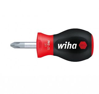 Wkrętak śrubokręt krzyżowy PH1 25mm SoftFinish z krótkim trzonem okrągłym 26968 WIHA