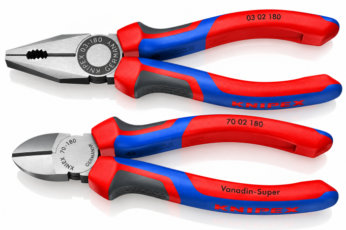 Zestaw kombinerki szczypce uniwersalne 03 02 180 + szczypce tnące boczne 70 02 180 KNIPEX 145934