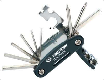 Zestaw narzędzi rowerwych HEX 2 - 6mm, NASADKI 8 - 10mm, PH2, PŁASKI 5.0 KING TONY 20A16MR 