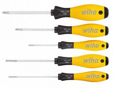 Zestaw śrubokręt wkrętaków SoftFinish ESD płaski, Phillips 5-cz. 27252 WIHA
