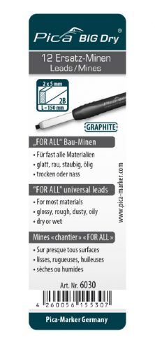 Wkłady uniwersalne grafitowe do ołowka PICA 6060 FOR ALL Do większości materiałów PICA 6030