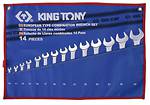 Zestaw kluczy płasko-oczkowych calowych 3/8" - 1-1/4", 14 cz, etui KING TONY 1214SRN01
