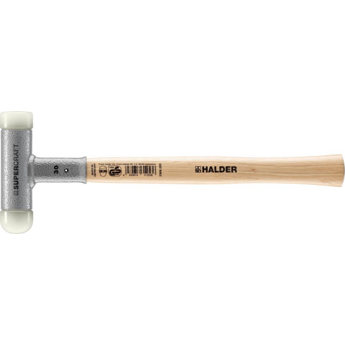 Młotek z miękkimi obuchami z zaokrągloną wkładką udarową SUPERCRAFT, 30mm, bezodrzutowy HALDER 3366.230