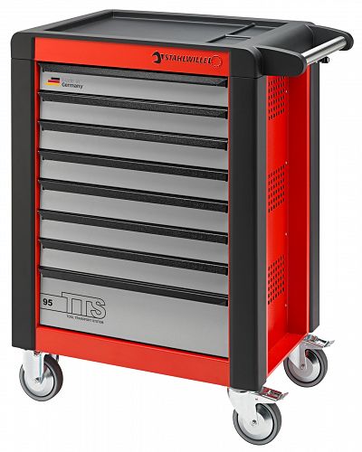 Wózek warsztatowy TTS 8-szufl. czerwony z Nakładkami, 1021x823x 497 mm; max obciążenie: 30kg na szufladę; 750 kg na Wózek 95/8 R STAHLWILLE 81200021