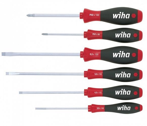 Zestaw śrubokręt wkrętaków SoftFinish płaski, Pozidriv 6-cz. 07153 WIHA