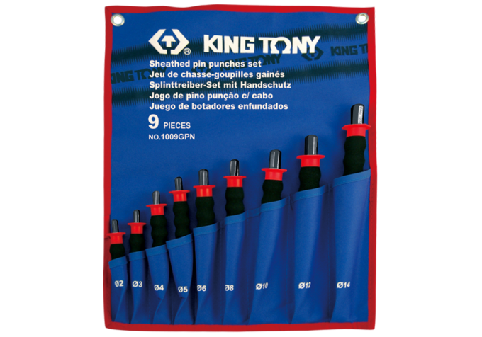 Zestaw wybijaków igłowych z uchwytem gumowym 9 cz. 2- 14mm KING TONY 1009GPN