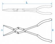 Szczypce ekstra długie, wąskie, proste z podwójnym przegubem 340mm KING TONY 6329-13C - 4