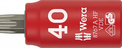 Klucz nasadowy trzpieniowy 8767 A VDE HF TORX® Zyklop, izolowany, 1/4", z funkcją przytrzymywania, TX 40 x 36 mm WERA 05005926001