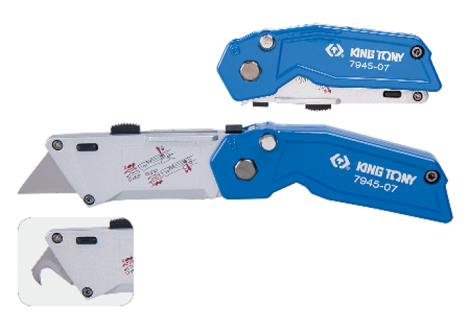 Nóż składany z wymiennymi ostrzami 171mm KING TONY 7945-07