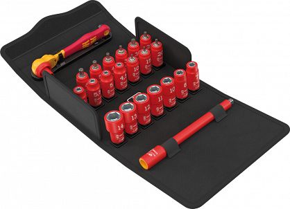 Zestaw z grzechotką 1/4" Zyklop 8100 SA VDE 1, izolowaną, z przełącznikiem zmiany kierunku pracy, metryczny, 22 części WERA 05004967001