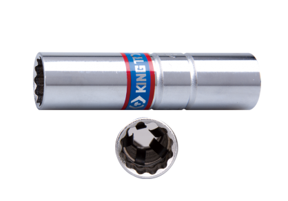 Nasadka do świec 1/2" 16mm x 70mm 12-kąt. wkładka z metalowym klipsem KING TONY 467016