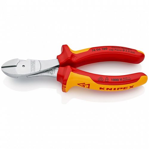 Szczypce Tnące Boczne Izolowane o zwiększonym przełożeniu KNIPEX 74 06 160