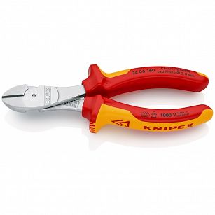 Szczypce Tnące Boczne Izolowane o zwiększonym przełożeniu KNIPEX 74 06 160