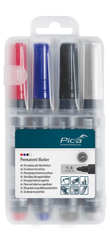 Zestaw 4 markerów permanentnych okrągłych 1-4 mm Pica