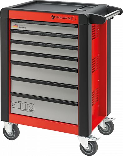 Wózek warsztatowy TTS 7-szufl.czerwony z Nakładkami, 1021x823x 497 mm; max obciążenie: 30kg na szufladę; 750 kg na Wózek 95/7 R STAHLWILLE 81200016