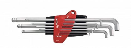 Klucze trzpieniowe chromowane matowo  z kulką  9-cz. WIHA 35480