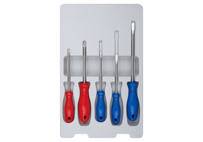 Zestaw wkrętaków śrubokrętów 5cz., krzyżak PH No.1 x 100, No.2 x 100, płaskie 4 x 100, 5,5 x 100, 6,5 x 150, KING TONY 35105MR