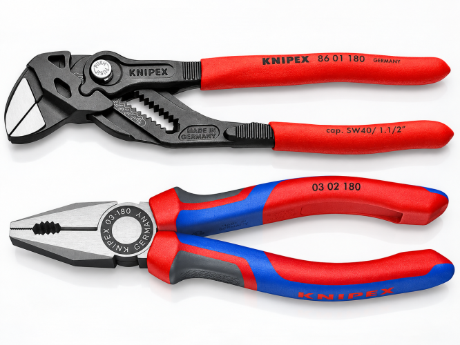 Zestaw szczypce klucz do rur COBRA 87 01 180 + kombinerki szczypce uniwersalne 03 02 180 KNIPEX 145931