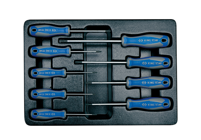 Zestaw wkrętaków śrubokrętów 9 cz. torx 1427 T8 - T40, wkład do wózka, KING TONY 9-31909PR