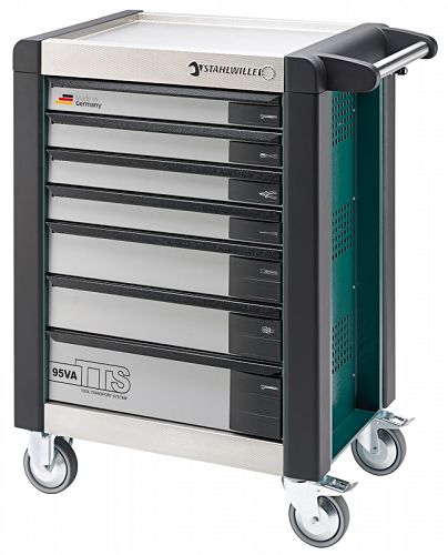 Wózek warsztatowy TTS 7-szufl. zielony z Nakładkami, 1021x823x 497 mm; max obciążenie: 30kg na szufladę; 750 kg na Wózek 95/VA7 G STAHLWILLE 81200060
