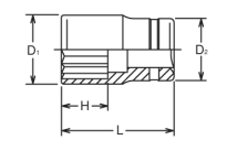 Nasadka dwunastokątna, krótka 10x26mm KOKEN - 2
