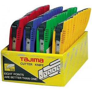 Nożyki z automatyczną blokadą, łamanym ostrzem 18mm, zestaw 40 sztuk TAJIMA