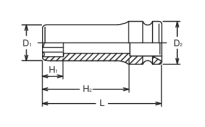 Nasadka udarowa 6-kątna, długa 21mm Surface Drive KOKEN - 2