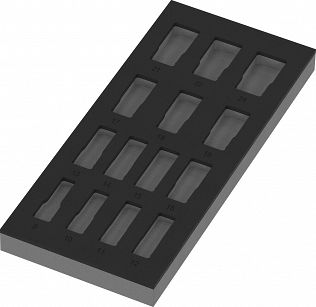 Wkładka piankowa 9828, przeznaczona do przechowywania zestawu kluczy nasadowych Zyklop B 3/8" Impaktor Deep Set 1, bez narzędzi, 172 x 30 x 392 mm WERA 05137317001